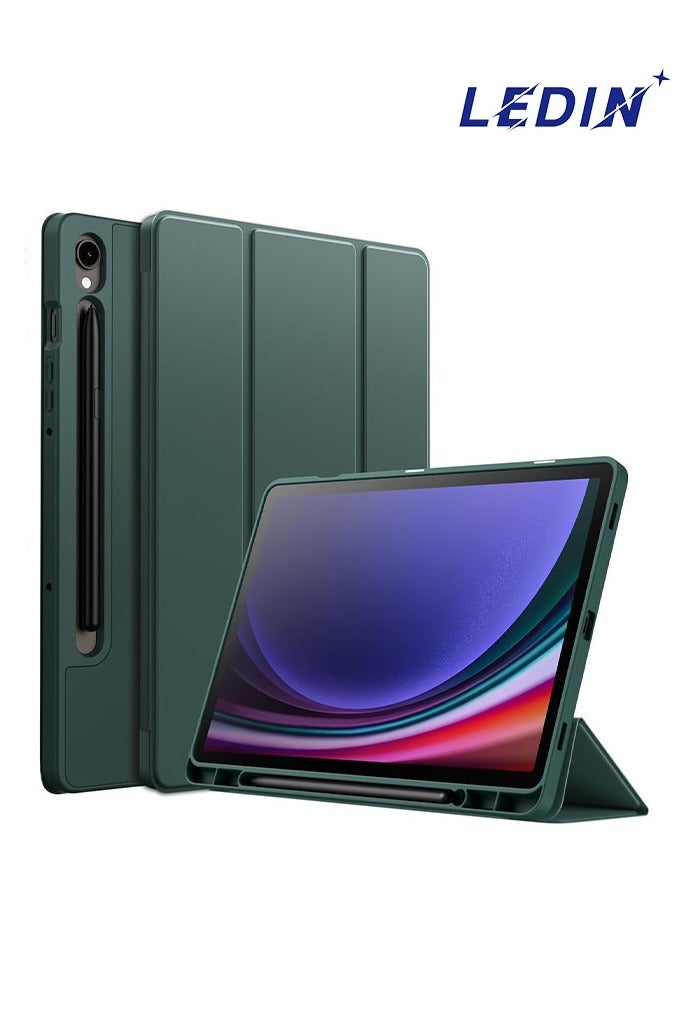 LEDIN Protective Case for Samsung Galaxy Tab Tab S6 Lite 10.4 Inch – Tri-Fold Stand, Soft TPU Back, S Pen Holder & Charging Support Auto Wake/Sleep(Green) - Image 1