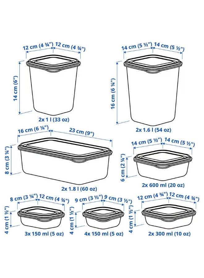 IKEA (IKEA) PRUTA 17‑Piece Food Container Set – Green – Stackable Food Storage with Lids - Image 4