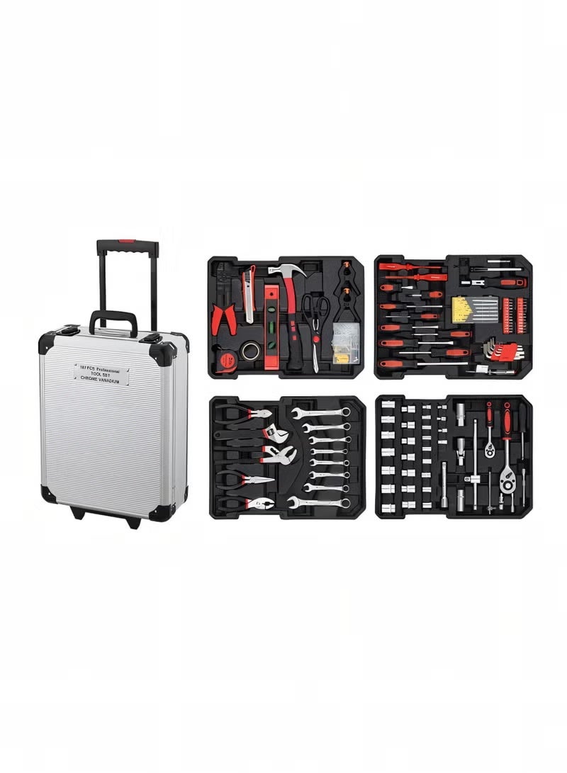 187-Piece Professional Tool Kit Set with Socket Wrench & Ratchet Set in Lockable Tool Box - Complete Hand Tools, Automotive & Mechanics Tool Set for Home, Car Repair & DIY - Image 3