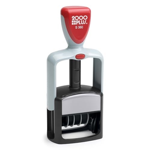 2000 Plus® Self-Inking Date and 4 Phrase Stamp, Blue/Red - Image 1
