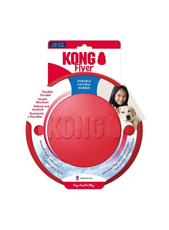 كونج لعبة كونغ فلاير - لعبة متينة للكلاب للعب في الهواء الطلق - قرص طائر من المطاط الطبيعي، لعبة للكلاب للعب والإحضار - قرص أكثر أمانًا لنشاط صحي - للكلاب المتوسطة/الكبيرة - Image 1