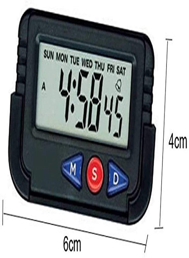 Red Champion Mini Digital LCD Table Desk Calendar Timer Stopwatch | Digital Alarm Clock with Date and Time | Flexible Stand for Car Dashboard, Office Desk (Black, 6.4x4 cm) - Image 4