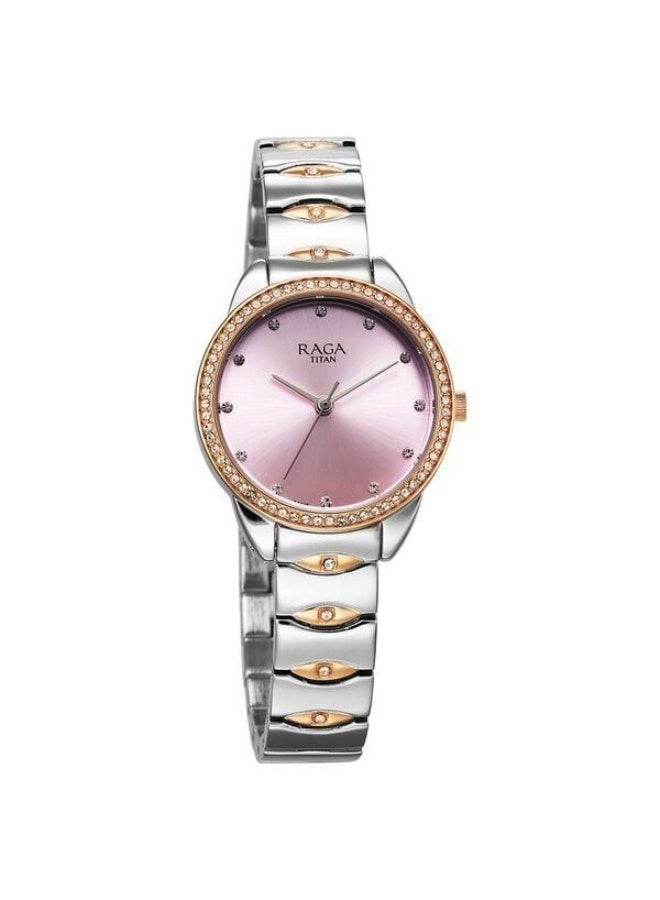 TITAN Raga Showstopper Quartz Analog Pink Dial Two Toned Silver & Rose Gold Metal Strap Watch for Women - 95281KM01 - Image 2