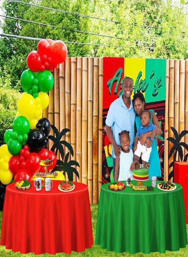 PIXHOTUL 12 Pcs Red Green Yellow Black Plastic Tablecloths, Disposable Round Table Cloth for Black History Month Juneteenth Decorations Black History Table Decorations, 84 x 84 inch - Image 2