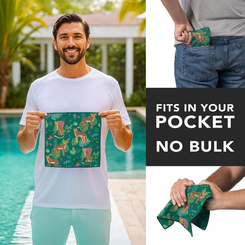 DRYKI Pocket-Sized Sweat Towels - The Original Sweat Absorbing Handkerchiefs - Quick-Dry Microfiber Sweat Rags for Face, Hands, & Body - Men & Women - Gym, Sports, and Work (Jungle Cat: 5 Pack) - Image 4
