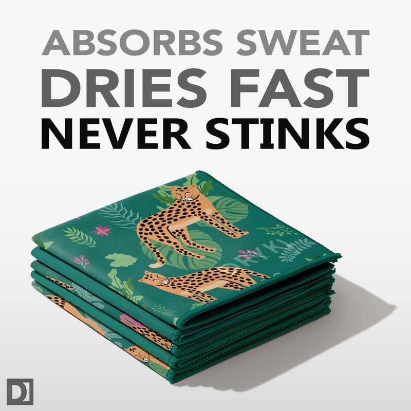 DRYKI Pocket-Sized Sweat Towels - The Original Sweat Absorbing Handkerchiefs - Quick-Dry Microfiber Sweat Rags for Face, Hands, & Body - Men & Women - Gym, Sports, and Work (Jungle Cat: 5 Pack) - Image 3