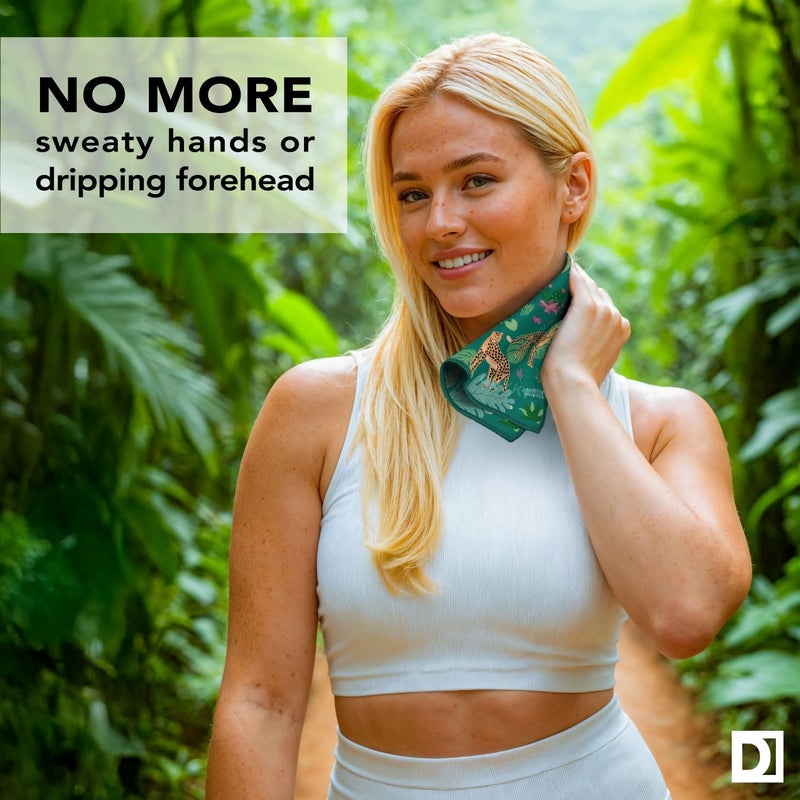 DRYKI Pocket-Sized Sweat Towels - The Original Sweat Absorbing Handkerchiefs - Quick-Dry Microfiber Sweat Rags for Face, Hands, & Body - Men & Women - Gym, Sports, and Work (Jungle Cat: 5 Pack) - Image 2