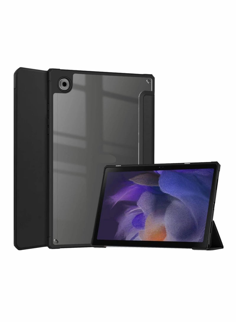 Fit for Slim Case for Samsung Galaxy Tab A8 10.5 inch 2021 Release, PU Leather Trifold Stand Cover Case, Shockproof Cover/Clear Transparent Back Protective Hard Shell Case, Auto Wake/Sleep (Black) - Image 1