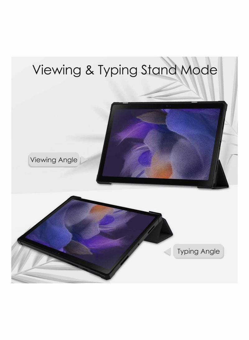 Fit for Slim Case for Samsung Galaxy Tab A8 10.5 inch 2021 Release, PU Leather Trifold Stand Cover Case, Shockproof Cover/Clear Transparent Back Protective Hard Shell Case, Auto Wake/Sleep (Black) - Image 2
