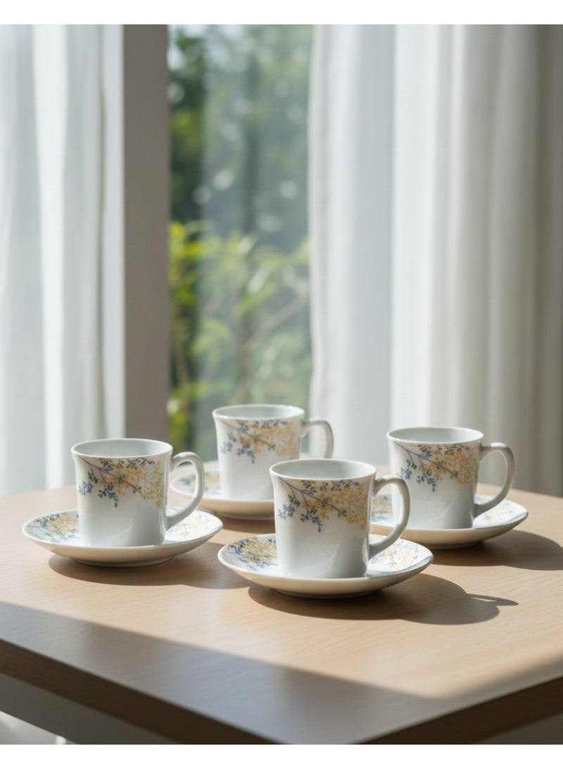 برايت هوم طقم أكواب وصحون أنيق مكون من 12 قطعة – أكواب شاي وقهوة بتصميم كلاسيكي مع صحون متناسقة للاستخدام المنزلي والهدايا - Image 2