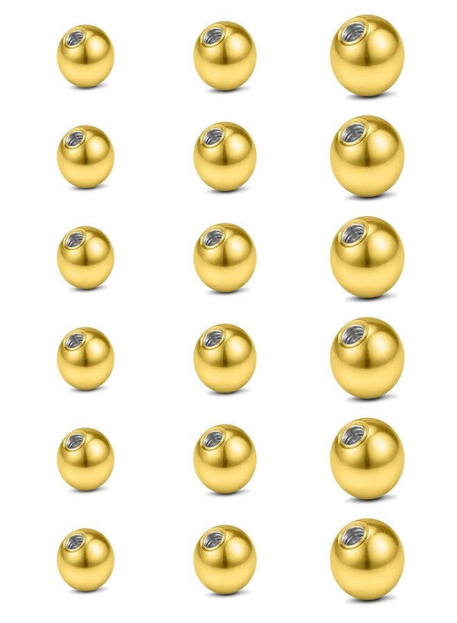 JFORYOU 14G Gold Replacement Balls for Piercing Jewelry 18Pcs Externally Threaded Surgical Steel Balls Industrial Barbell Tongue Nipple Navel Belly Button Piercing Rings Parts 5MM/6MM/8MM - Image 1