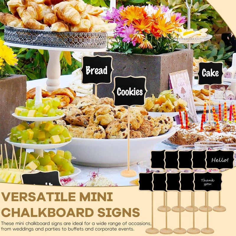 Climberty ® 10Pcs Mini Chalkboard Sign Stands Writable Message Chalkboard Labeling Signs for Buffet or Food, Decorative Nameplates with Wooden Base for Catering, Wedding, Party, Festivals, 3.3x2.4 inch - Image 5