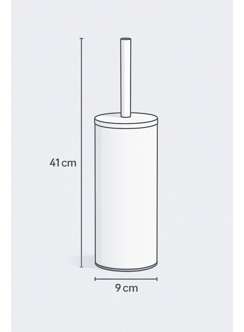 بريمانوفا فرشاة مرحاض مع حامل أكريليك ومقبض ستانلس ستيل – 41 سم مع وعاء داخلي (أبيض) - Image 4