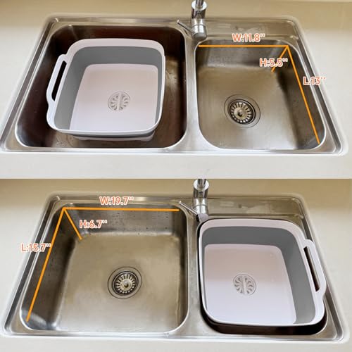GIMWA Collapsible Wash Basin for Baby Bottles - 2.4 Gallons Portable Wash Bin for RV Camping Sink, Space-Saving Dish Tub (Gray) - Image 5