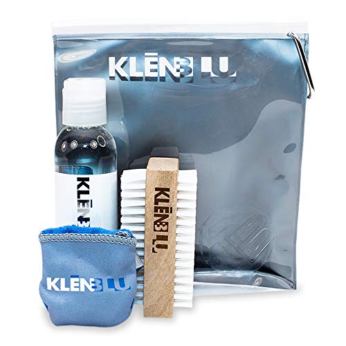 KLENBLU Professional Sneaker Cleaning Kit Premium Shoe Cleaner with Double Sided Nylon Brush and Microfiber Towel - Reusable Carry Case with Carabiner Clip (4 Ounce) - Image 1