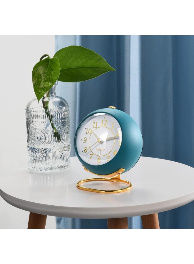 Analog Alarm Clocks for bedrooms,Small Desk Clocks,Night Light, Non-Ticking，Battery Powered,Silent Alarm Clock,Simple Design Desktop Alarm Clock. (Green) - Image 4