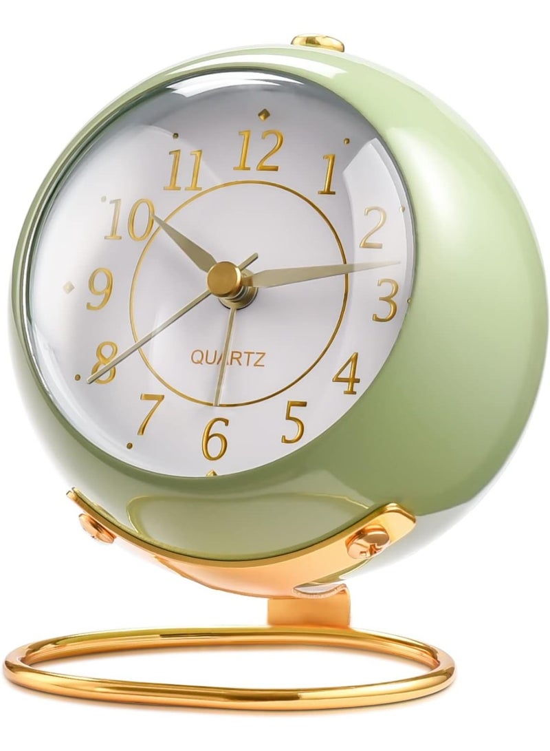Analog Alarm Clocks for bedrooms,Small Desk Clocks,Night Light, Non-Ticking，Battery Powered,Silent Alarm Clock,Simple Design Desktop Alarm Clock. (Green) - Image 1