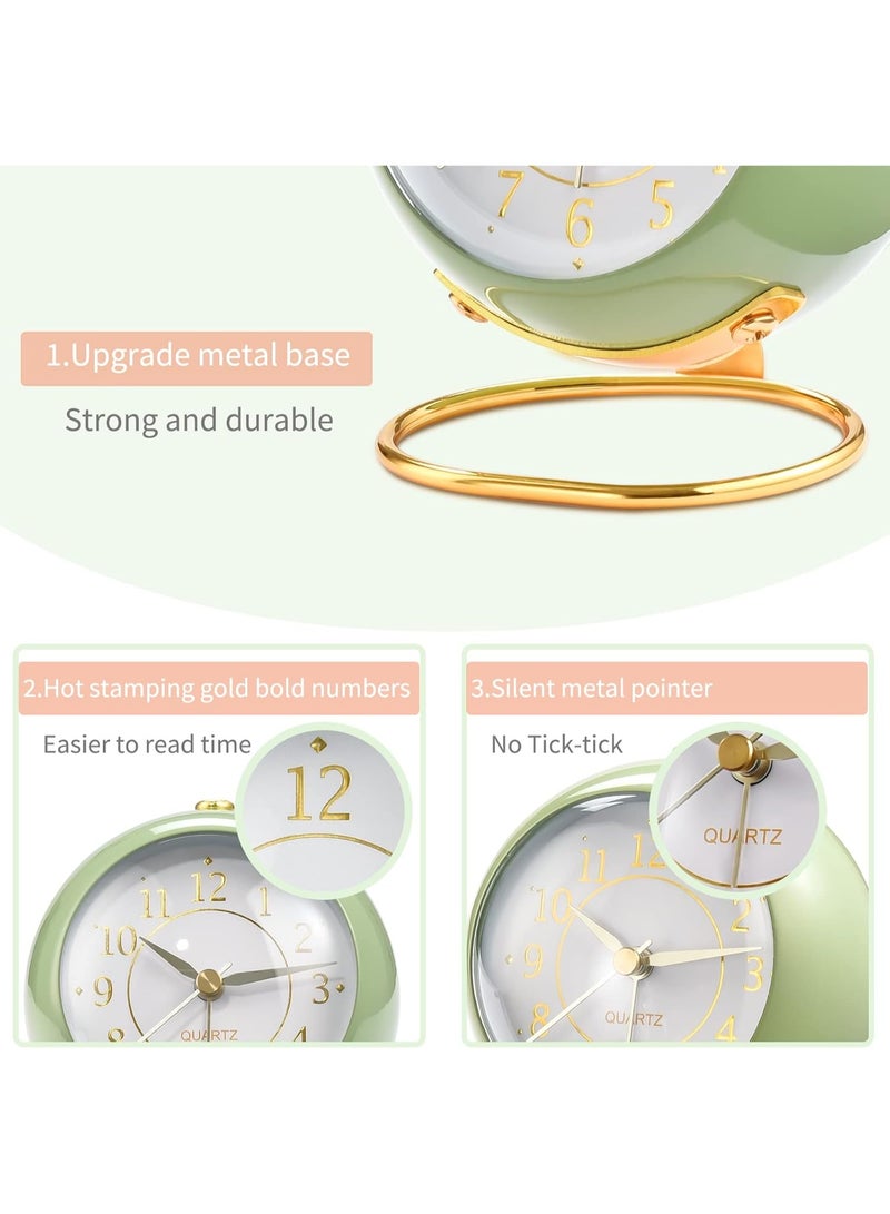 Analog Alarm Clocks for bedrooms,Small Desk Clocks,Night Light, Non-Ticking，Battery Powered,Silent Alarm Clock,Simple Design Desktop Alarm Clock. (Green) - Image 5