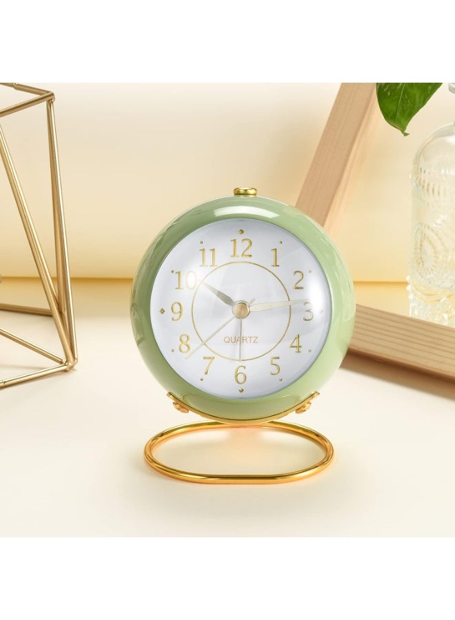 Analog Alarm Clocks for bedrooms,Small Desk Clocks,Night Light, Non-Ticking，Battery Powered,Silent Alarm Clock,Simple Design Desktop Alarm Clock. (Green) - Image 2