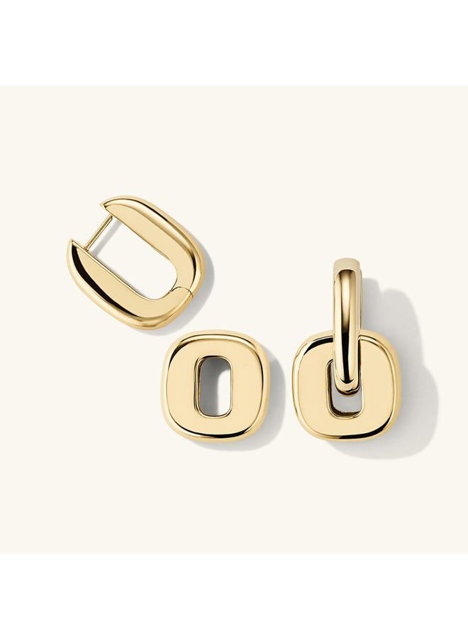 NOKMIT Chunky Hoop Earrings for Women, Trendy 14K Gold Silver Tone Bold Geometric Paperclip Link Earrings, High Polish Hypoallergenic Statement Jewelry Gifts, Medium, Metal, No Gemstone - Image 4