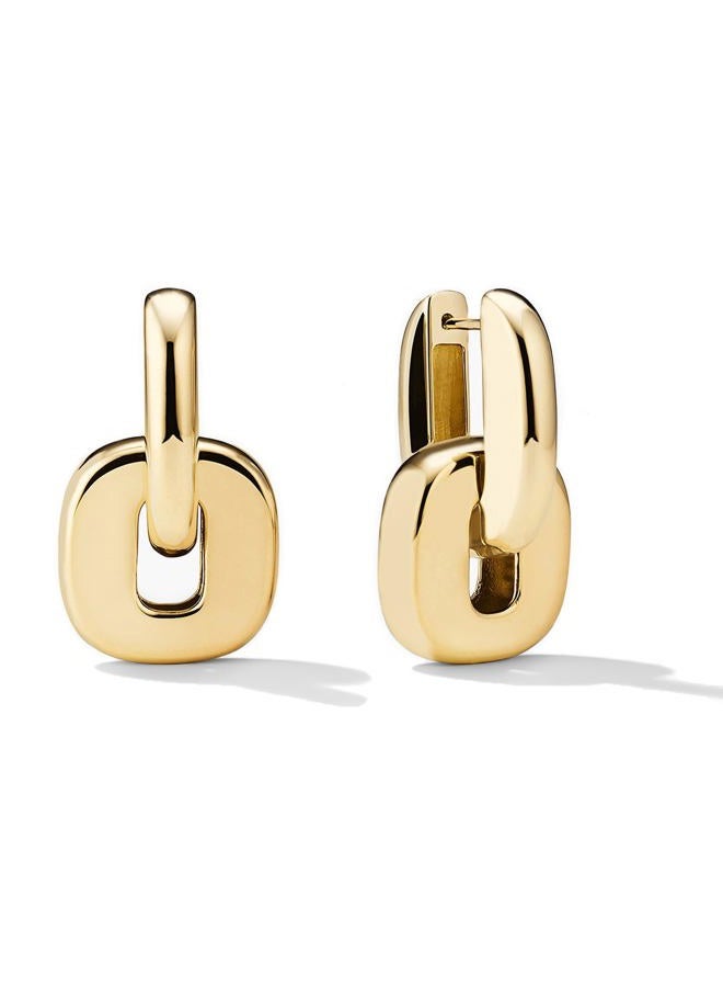 NOKMIT Chunky Hoop Earrings for Women, Trendy 14K Gold Silver Tone Bold Geometric Paperclip Link Earrings, High Polish Hypoallergenic Statement Jewelry Gifts, Medium, Metal, No Gemstone - Image 1