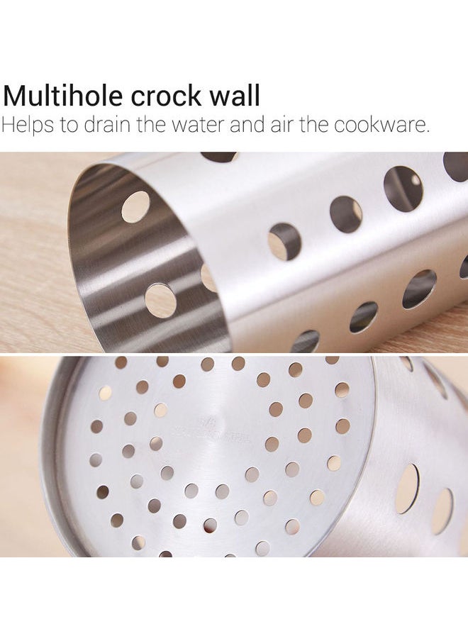 NIBEMINENT Stainless Steel Utensil Cutlery Holder Silver 17.5 x 10.5 10.5cm  - Image 4