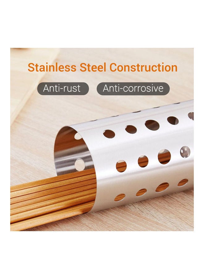NIBEMINENT Stainless Steel Utensil Cutlery Holder Silver 17.5 x 10.5 10.5cm  - Image 2