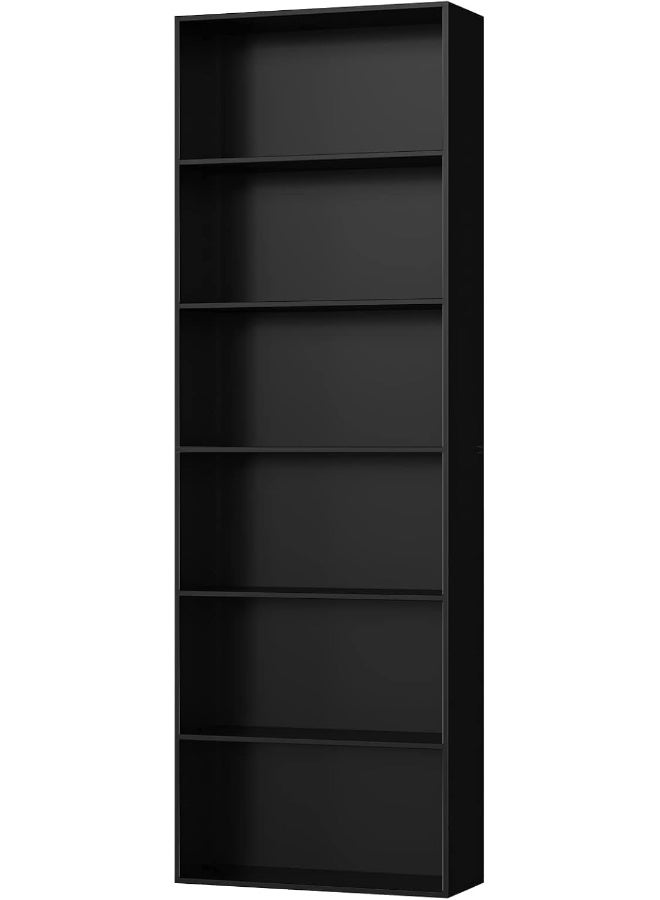 MODERN HOME Tall 6-Shelf Wooden Storage Unit – Black 180 cm for Living Room & Office - Image 5
