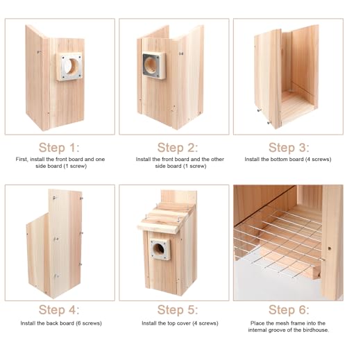 JZTKQTM 4-Pack Bird Houses for Outside with Metal Predator Guard, Birdhouses for Outdoors for Bluebird, Wren, Swallow, Finch - Natural Wood - Image 5