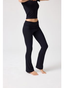 Los Ojos x Melodi Black Flared Leg Jersey Trousers  - Image 4