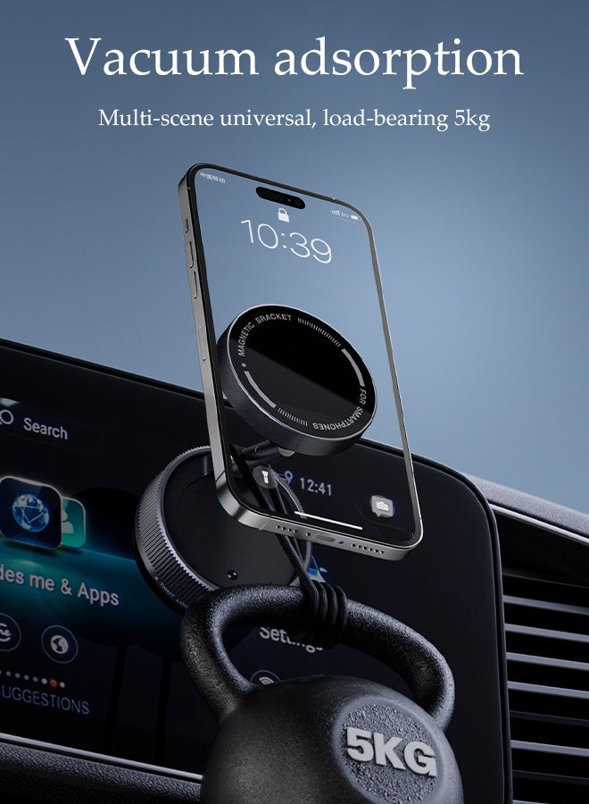 DUNISO Vacuum Magnetic Phone Holder 360° Rotation Magnetic Phone Mount Foldable Magnetic Car Phone Holder Portable Adjustable Suction Cup Vacuum Phone Stand - Image 2