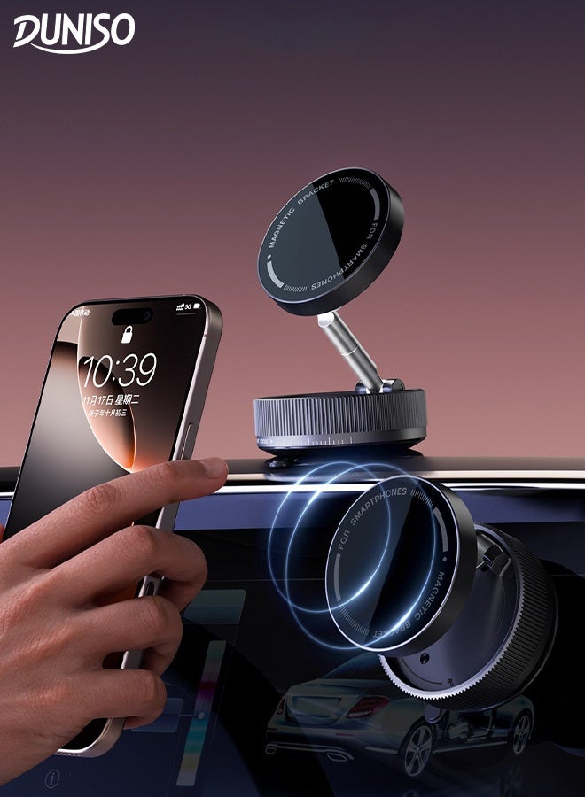 DUNISO Vacuum Magnetic Phone Holder 360° Rotation Magnetic Phone Mount Foldable Magnetic Car Phone Holder Portable Adjustable Suction Cup Vacuum Phone Stand - Image 1