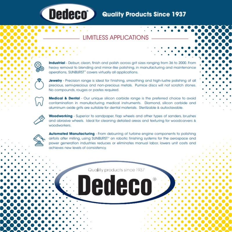 Dedeco Sunburst - 7/8 Inch TC 4-PLY Radial Bristle Discs - Precision Thermoplastic Rotary Cleaning and Polishing Tool Set, Assorted: 1 of Each 7 Grit Textures 3/32 Inch (2.35mm) Shanks (7 Piece) - Image 5