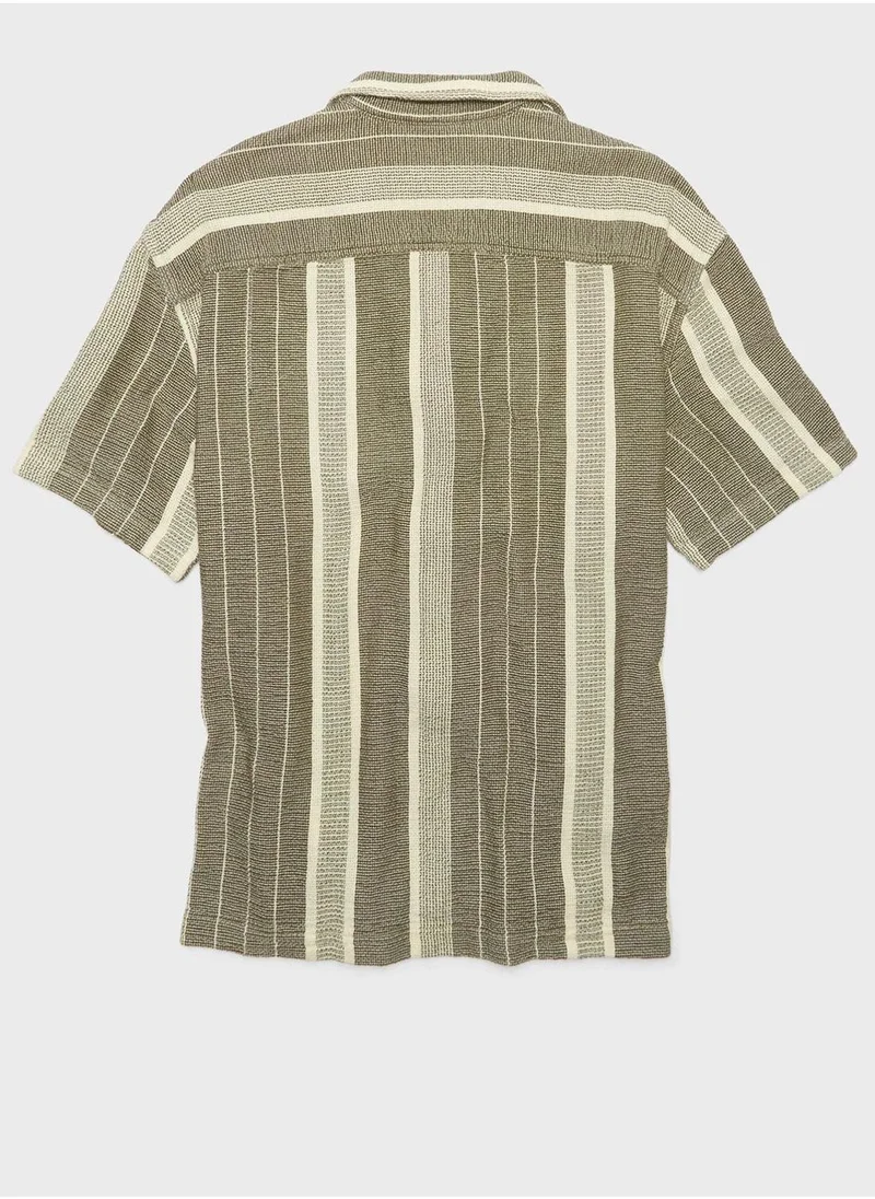 American Eagle Striped Relaxed Fit Button Down Shirt