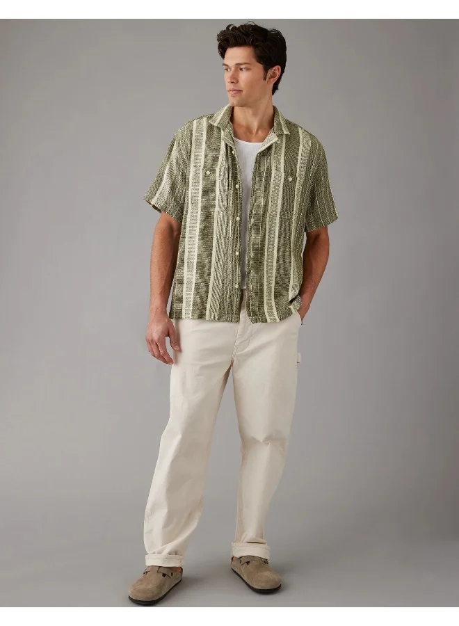 American Eagle Striped Relaxed Fit Button Down Shirt