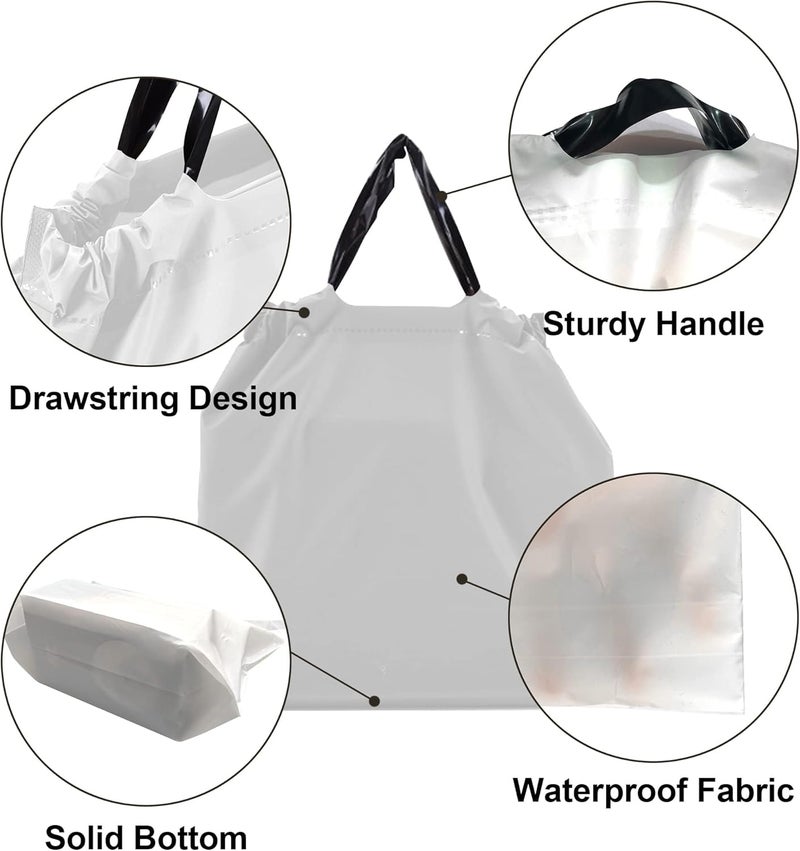 Luckam Take out Bags with Handles, 50 PCS Water Proof Tamper Evident to Go Bags with Seal Drawstring Food Bags Reusable Thick Plastic Shopping Bags for Restaurants, Carry Out, Delivery (Large) - Image 2