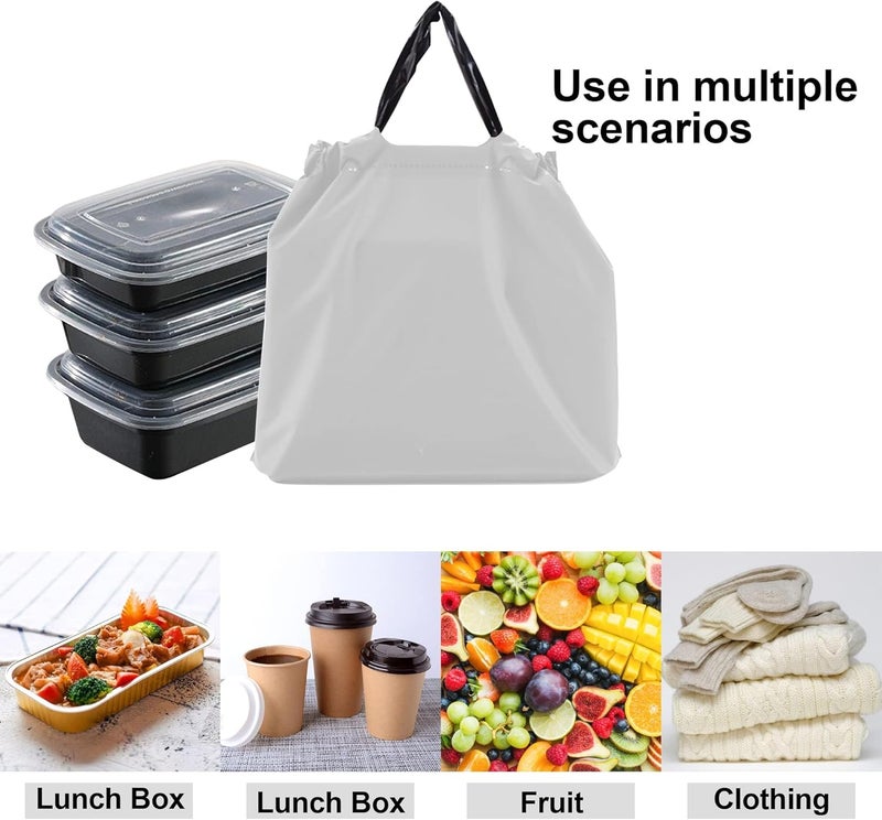 Luckam Take out Bags with Handles, 50 PCS Water Proof Tamper Evident to Go Bags with Seal Drawstring Food Bags Reusable Thick Plastic Shopping Bags for Restaurants, Carry Out, Delivery (Large) - Image 3