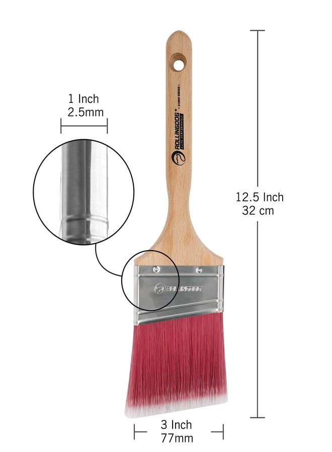 ROLLINGDOG 3" Angled Paint Brush - for All Paints Wall, Trim, Door, Edge and Detail Work - Image 2