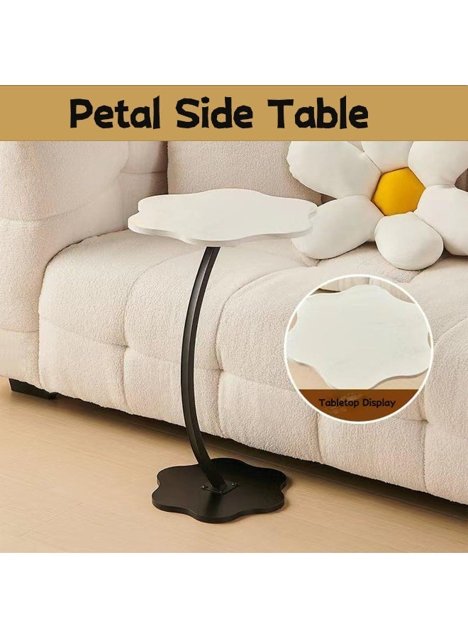 DubaiGallery C-Shaped Sofa Table, Modern End Table with Marble Finish, Living Room Use - Image 4