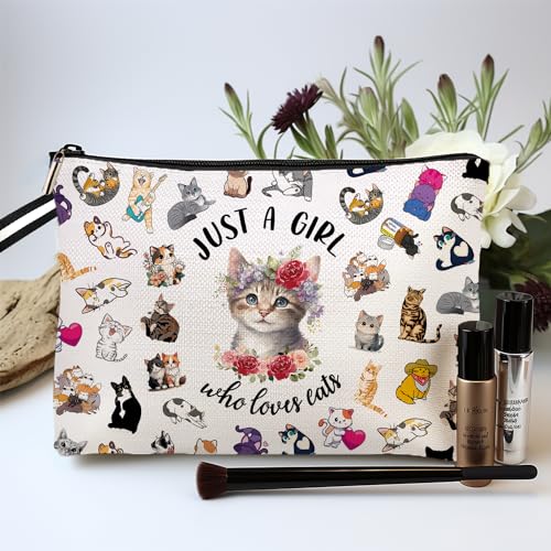jepuyaya Cats Makeup Bag, Funny Cat Gifts, Cat Themed Cosmetic Bag for Women, Just A Girl Who Lover Cats, Zipper Pouch Makeup Bag - Image 5