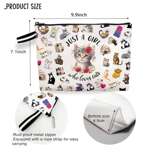 jepuyaya Cats Makeup Bag, Funny Cat Gifts, Cat Themed Cosmetic Bag for Women, Just A Girl Who Lover Cats, Zipper Pouch Makeup Bag - Image 2