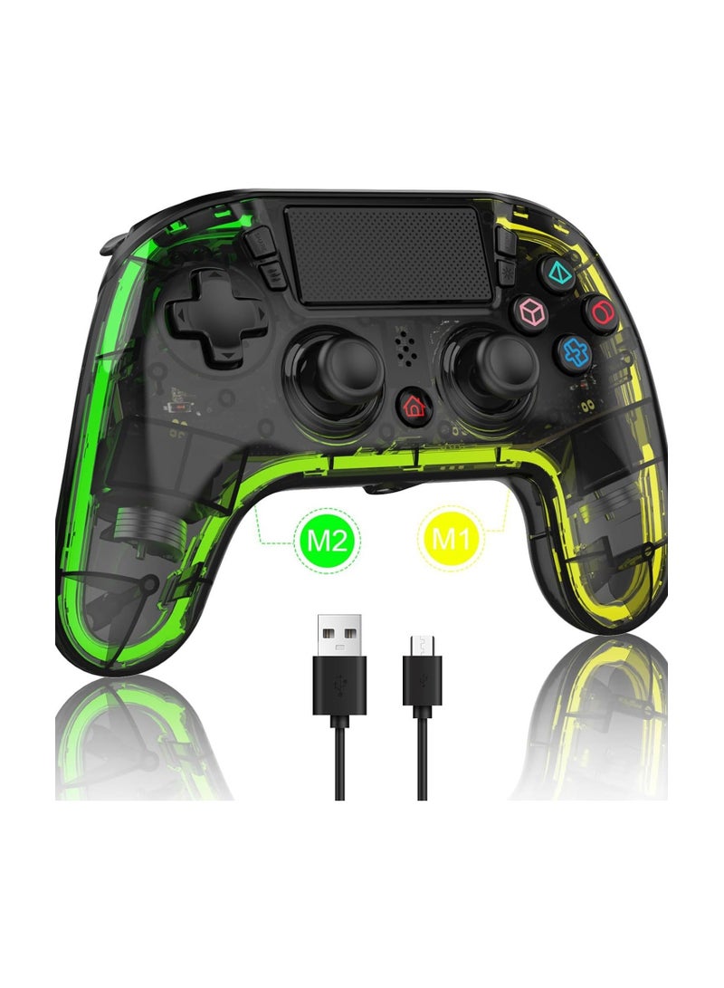 جهاز تحكم لاسلكي بلوتوث لـ PS4، جهاز تحكم بإضاءة RGB ومشغل هول، تحكم مزدوج بالاهتزاز والحركة لأجهزة الكمبيوتر و Android. - Image 1