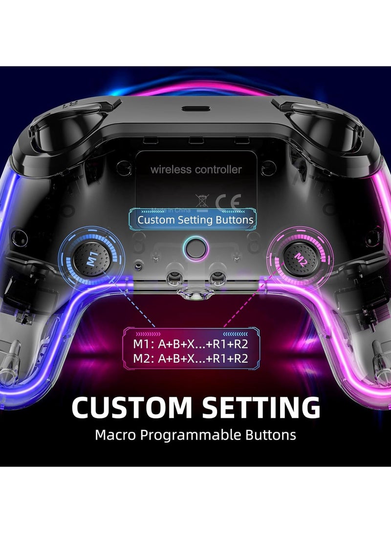 جهاز تحكم لاسلكي بلوتوث لـ PS4، جهاز تحكم بإضاءة RGB ومشغل هول، تحكم مزدوج بالاهتزاز والحركة لأجهزة الكمبيوتر و Android. - Image 4