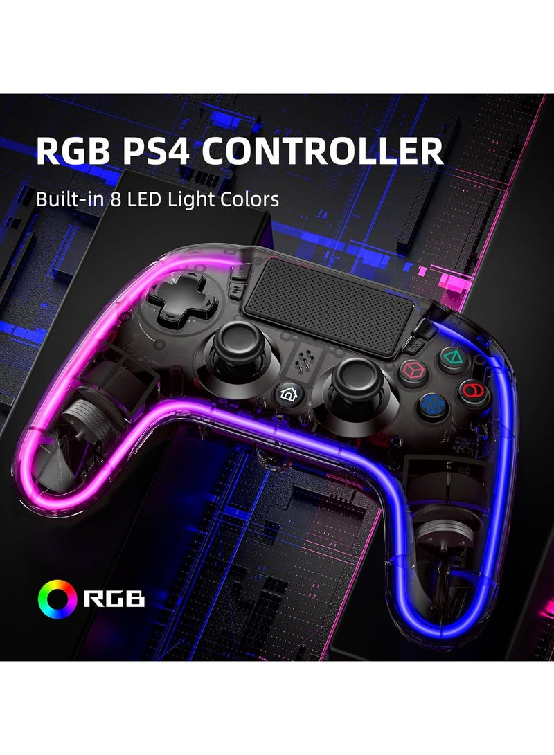 جهاز تحكم لاسلكي بلوتوث لـ PS4، جهاز تحكم بإضاءة RGB ومشغل هول، تحكم مزدوج بالاهتزاز والحركة لأجهزة الكمبيوتر و Android. - Image 2