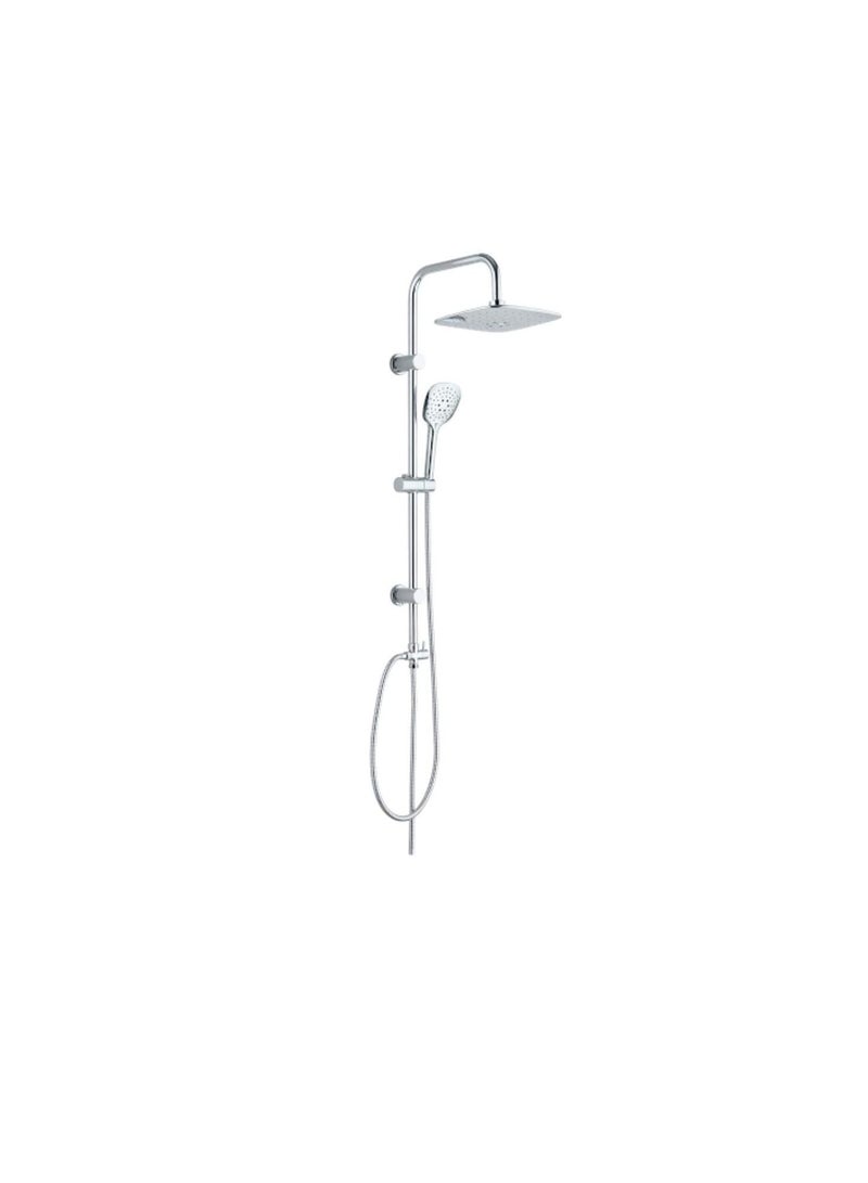 Chrome Plated Shower Mixer Bathroom Twin Head Large Oval Bar Set, Waterfall Bath Shower Mixer Tap with Modern Rigid Riser Kit  - Image 2
