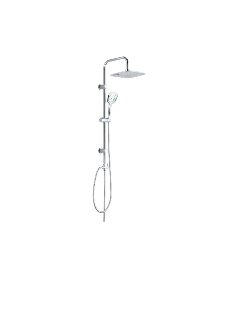 Chrome Plated Shower Mixer Bathroom Twin Head Large Oval Bar Set, Waterfall Bath Shower Mixer Tap with Modern Rigid Riser Kit  - Image 1