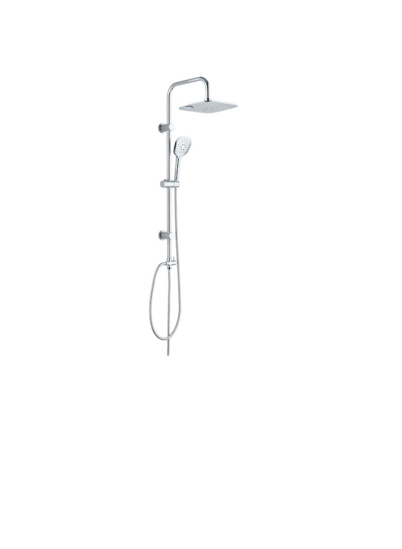 Chrome Plated Shower Mixer Bathroom Twin Head Large Oval Bar Set, Waterfall Bath Shower Mixer Tap with Modern Rigid Riser Kit  - Image 3