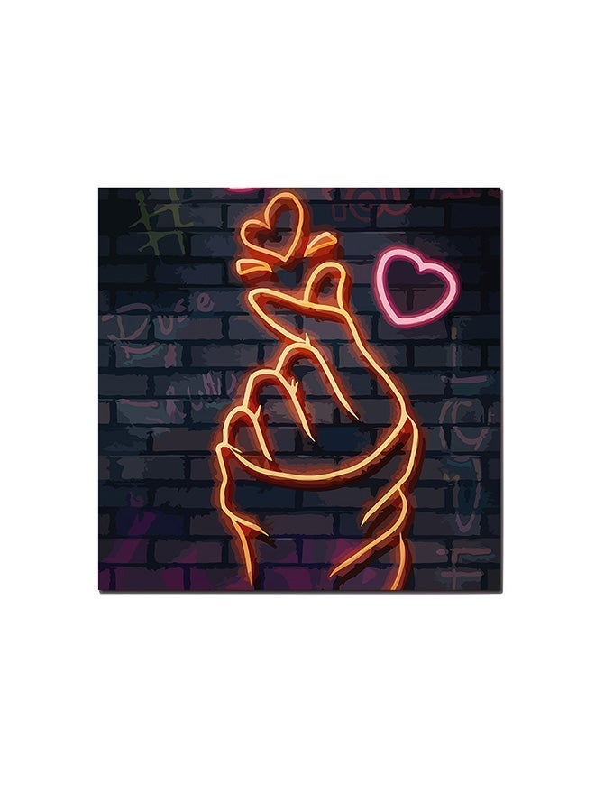 RYN Love And Neon Wall Art Painting Blue/Pink/Orange 30 x 30centimeter - Image 1