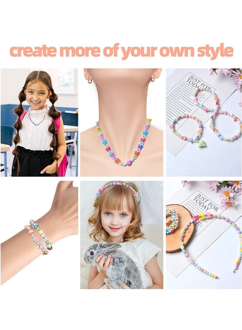 450PCS Beads Jewelry Making Kit for Girls, Alphabet Pony Beads Set for Bracelet Necklace Ring DIY Craft, Includes Scissors & Accessories, Ideal Gift for Kids Age 4-8 - Image 5
