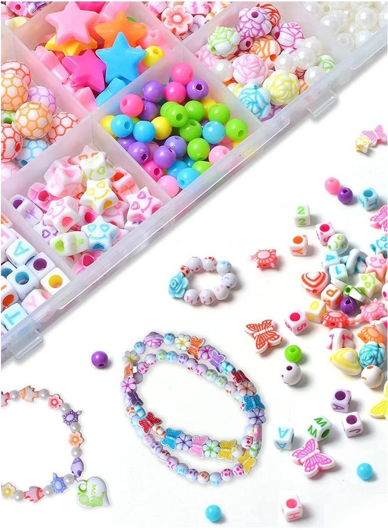 450PCS Beads Jewelry Making Kit for Girls, Alphabet Pony Beads Set for Bracelet Necklace Ring DIY Craft, Includes Scissors & Accessories, Ideal Gift for Kids Age 4-8 - Image 3